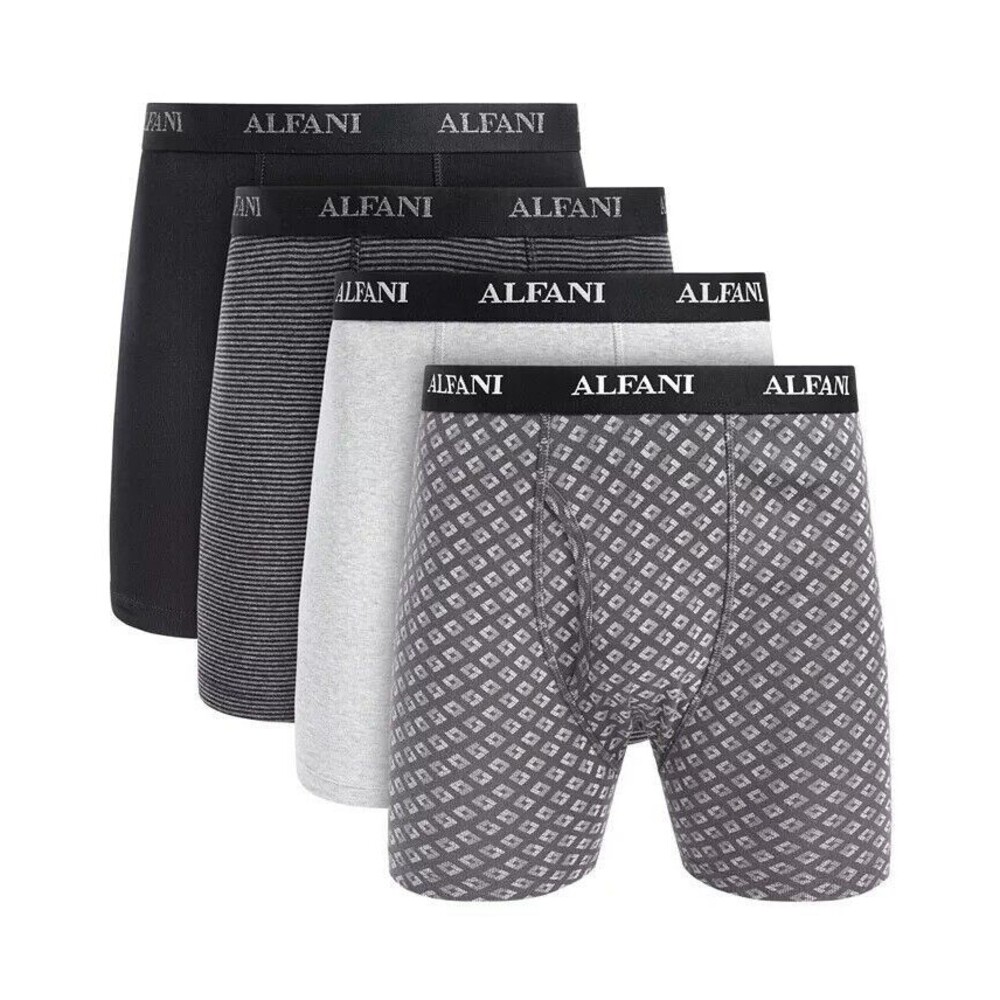 ALFANI Mens Boxer Briefs Small Gray 4-Pack Tagless 100% Cotton